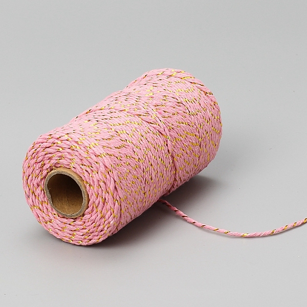 

PandaHall 100M Round Cotton Cord, Gift Wrapping Decorative Cord, Pink, 2mm, about 109.36 Yards(100m)/Roll Cotton Pink
