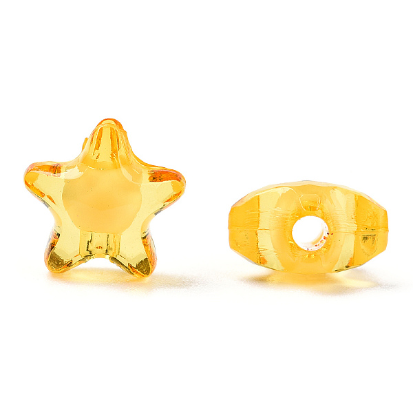 

PandaHall Transparent Acrylic Beads, Bead in Bead, Star, Gold, 12x11x8mm, Hole: 2mm, about 1200pcs/500g Acrylic Star Gold