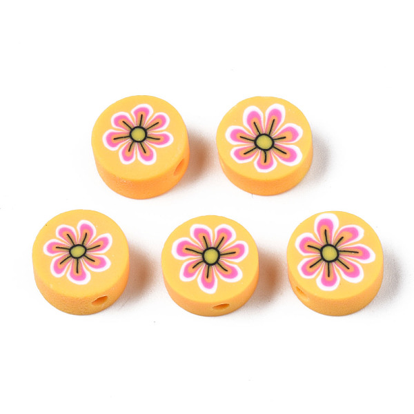 

PandaHall Handmade Polymer Clay Beads, for DIY Jewelry Crafts Supplies, Flat Round with Flower, Gold, 9.5~10x4.5mm, Hole: 1.8mm Polymer Clay...