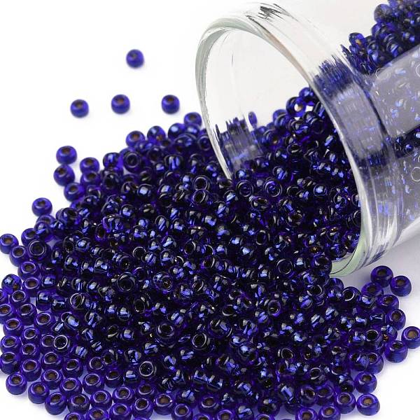 

PandaHall TOHO Round Seed Beads, Japanese Seed Beads, (743) Copper Lined Transparent Sapphire, 11/0, 2.2mm, Hole: 0.8mm, about 5555pcs/50g..., Blue