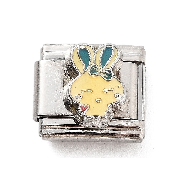 

PandaHall Rabbit 304 Stainless Steel Enamel Connector Charms, DIY Handmade Module Bracelet Accessories, Stainless Steel Color, Yellow...