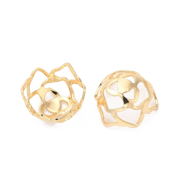 

PandaHall Brass Bead Caps, Multi-Petal Flower, Real 18K Gold Plated, 10.5x10x6mm, Hole: 3x4mm Brass