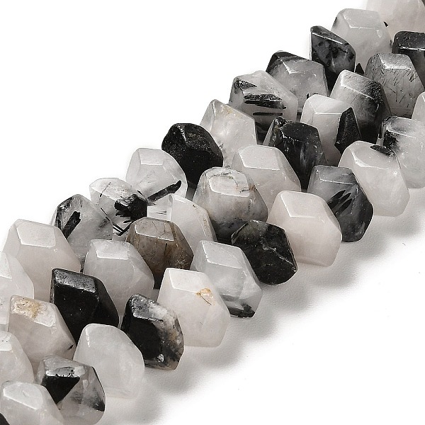 

PandaHall Natural Black Rutilated Quartz Beads Strands, Faceted, Nuggets, 10~11x8~10x7~8mm, Hole: 1mm, about 22~23pcs/strand, 7.09~7.48''...