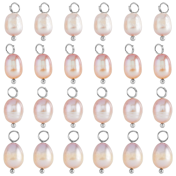 

PandaHall 24Pcs Natural Freshwater Pearl Pendants, Rice Charms, with Platinum Plated Brass Loops, Pink, 13.5~15.7x6~7mm, Hole: 2.5~3mm Pearl...