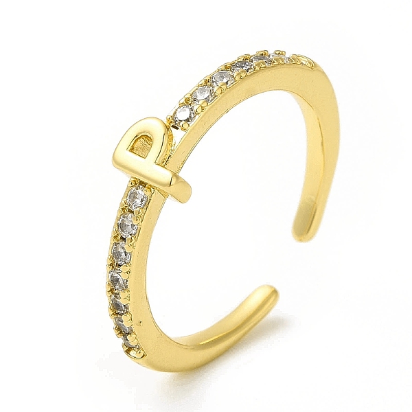 

PandaHall Clear Cubic Zirconia Initial Letter Open Cuff Ring, Real 18K Gold Plated Brass Jewelry for Women, Cadmium Free & Nickel Free &...