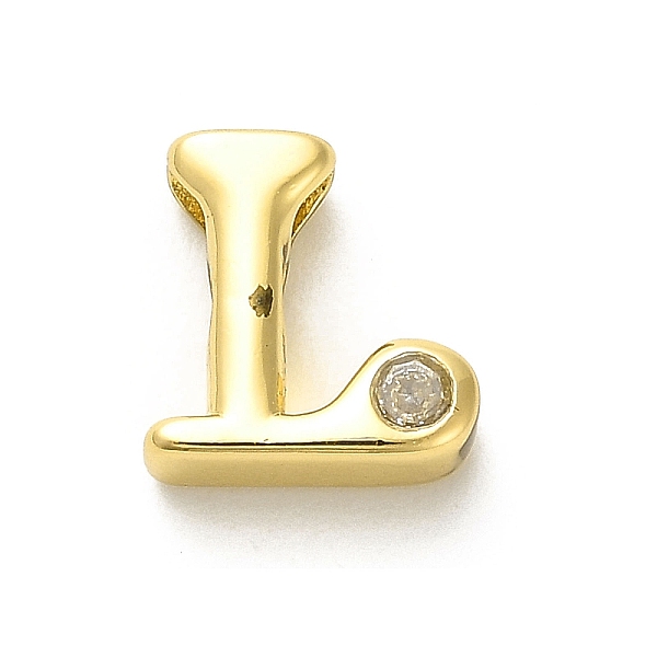 

PandaHall Rack Plating Brass Cubic Zirconia Beads, Long-Lasting Plated, Lead Free & Cadmium Free, Alphabet, Letter L, 12x11.5x4.8mm, Hole..., Clear