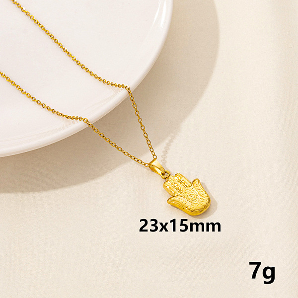

PandaHall Stainless Steel Hamsa Hand Pendant Necklaces, Cable Chain Necklaces Stainless Steel