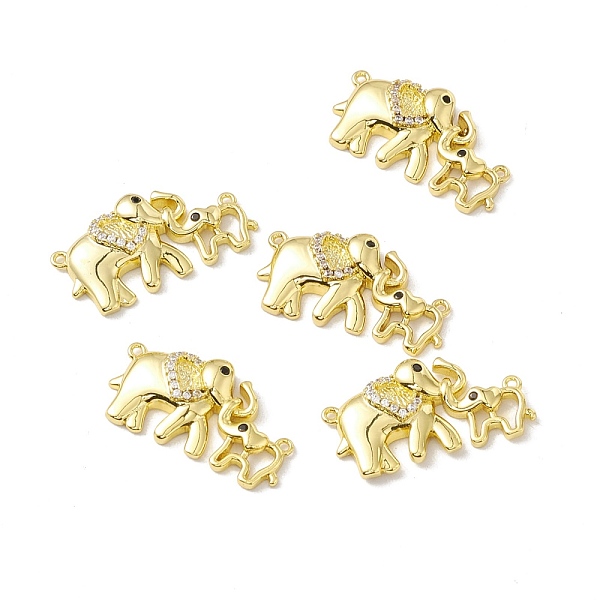 

PandaHall Brass Micro Pave Clear & Black Cubic Zirconia Connector Charms, Mother and Son Elephants, Light Gold, 13x25x4mm, Hole: 1mm...