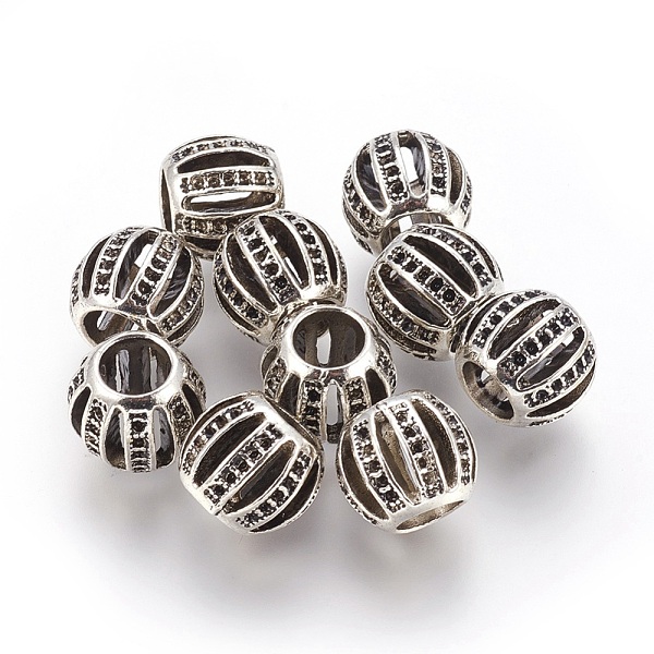 

PandaHall Alloy Beads, Rondelle, Antique Silver, 9.5x11mm, Hole: 6mm, Fit for 0.5~1mm Rhinestone Alloy Rondelle