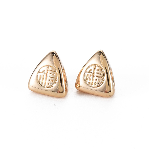 

PandaHall Brass Beads, Nickel Free, Triangle with Chinese Characters FU, Real 18K Gold Plated, 7.5x7.5x8mm, Hole: 3mm Brass Triangle