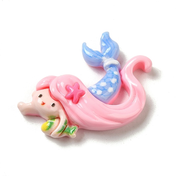

PandaHall Cute Opaque Resin Cabochons, Mermaid, Cornflower Blue, 32.5x24.5x9mm Resin Mermaid Blue