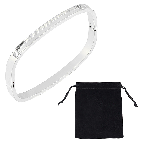 

PandaHall Unicraftale 1Pc Clear Cubic Zirconia Rectangle Hinged Bangle, 304 Stainless Steel Grooved Bangle for Women, 1Pc Rectangle Velvet...