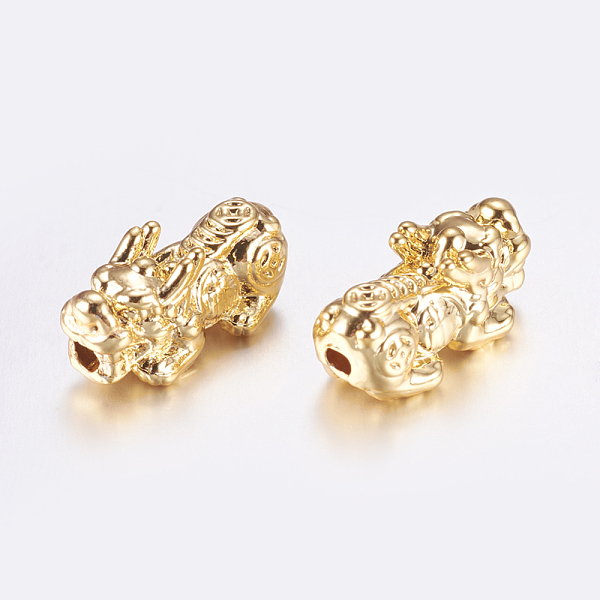 

PandaHall Long-Lasting Plated Alloy Beads, Pi Xiu, Golden, 15x7x7~7.5mm, Hole: 1.5mm Alloy Others