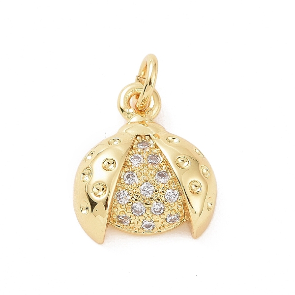 

PandaHall Brass Micro Pave Cubic Zirconia Charms, with Jump Ring, Ladybird Charm, Golden, 13x11x3.5mm, Hole: 2.8mm Brass+Cubic Zirconia..., Clear