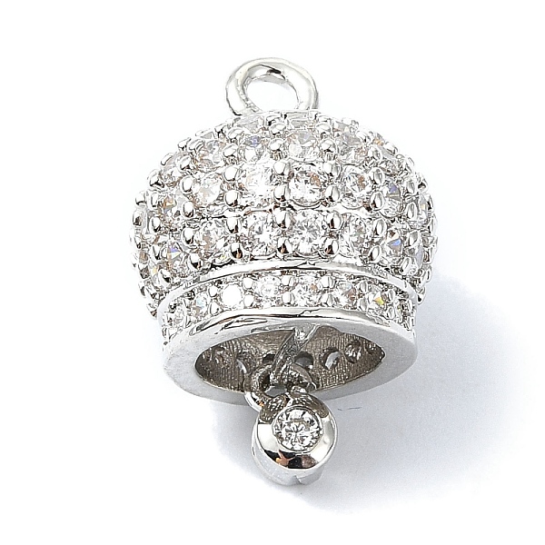 

PandaHall Rack Plating Brass Pave Cubic Zirconia Pendants, Bell, Long-Lasting Plated, Lead Free & Cadmium Free, Platinum, 16.5x11.5mm, Hole..., Clear