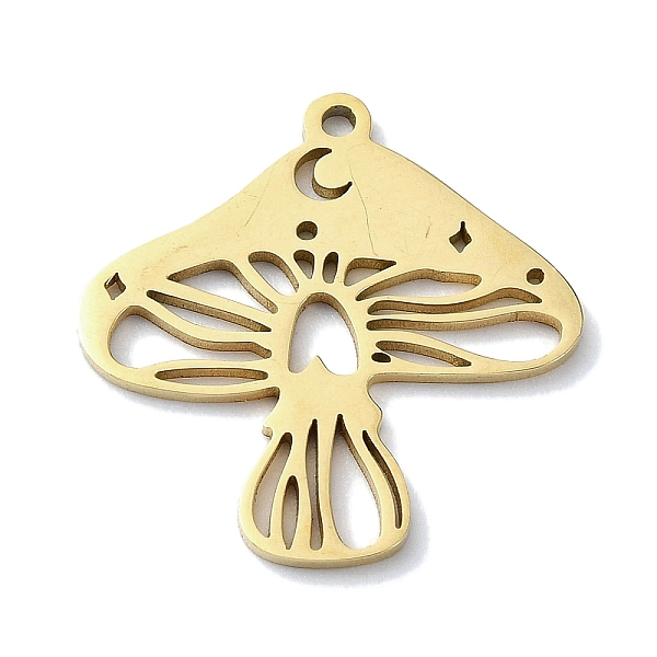 

PandaHall 304 Stainless Steel Pendants, Laser Cut, Mushroom Charm, Golden, 20x19.5x1mm, Hole: 1.2mm 304 Stainless Steel Mushroom