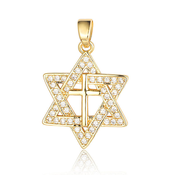 

PandaHall Brass Micro Pave Clear Cubic Zirconia Pendants, Star of David with Cross Charms, Real 18K Gold Plated, 24x21x2.3mm Brass+Cubic...