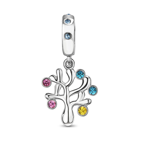 

PandaHall TINYSAND Rhodium Plated 925 Sterling Silver Cubic Zirconia Happiness Tree European Dangle Charms, Christmas, Platinum...