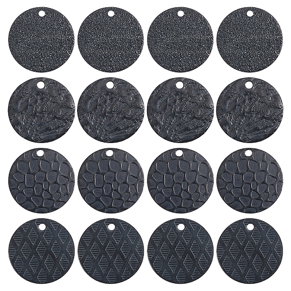 

PandaHall UNICRAFTALE 24pcs 4 Style Electrophoresis Black Blank Tag Charm Stainless Steel Flat Round Earring Charms Disc Textured Pendants...