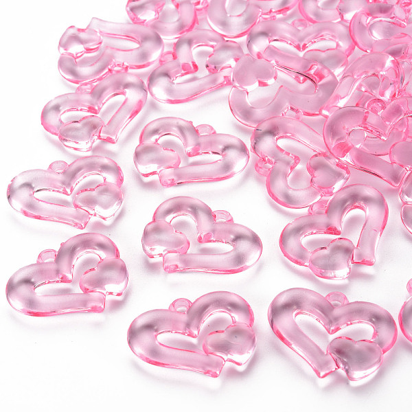 

PandaHall Transparent Acrylic Beads, Heart to Heart, Pearl Pink, 27x34x6mm, Hole: 3mm, about 191pcs/500g Acrylic Heart