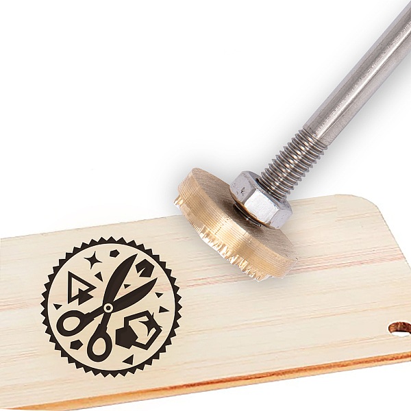 

PandaHall Stamping Embossing Soldering Brass with Stamp, for Cake/Wood, Scissor Pattern, 30mm Brass Tool