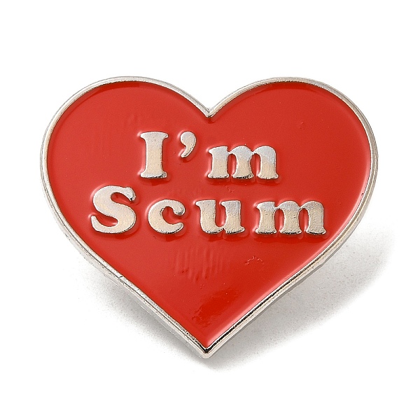 

PandaHall Heart with Word I'm Scum Enamel Pins, Platinum Tone Alloy Brooches for Clothes Backpack, Red, 26.5x30x1.5mm Alloy+Enamel Heart Red