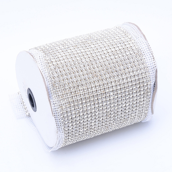 

PandaHall Brass Mesh Rhinestone Sheets, Rhinestone Cup Chains, with Spool, Silver Color Plated, Crystal, 145mm Brass+Rhinestone Silver