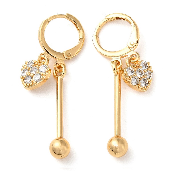 

PandaHall Rhinestone Heart Leverback Earrings, Brass Bar Drop Earrings for Women, Light Gold, 37mm, Heart: 9x8x2.5mm Rhinestone