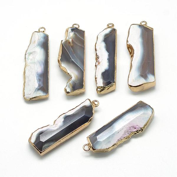 

PandaHall Natural Grey Agate Big Pendants, with Brass Findings, Faceted, Golden, 50~60x15~25x10~15mm, Hole: 2.5mm Grey Agate Others