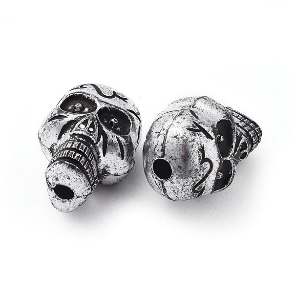 

PandaHall Antique Silver Acrylic Beads, Halloween Skull, 23x17x15.5mm, Hole: 3.5mm Acrylic Skull
