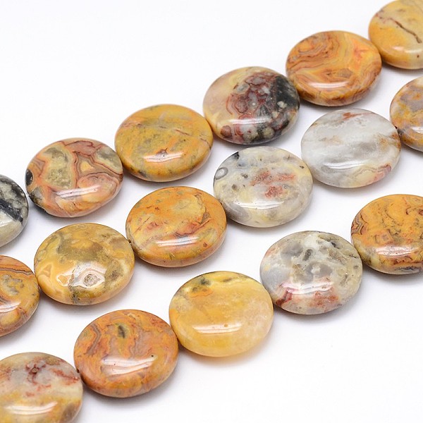 Natural Crazy Lace Agate Flat Round Beads Strands