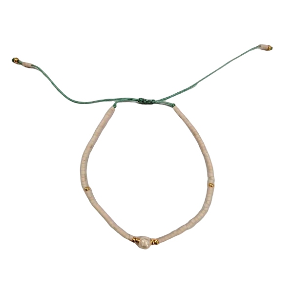 Bracciale regolabile da donna intrecciato con perline tubolari in vetro