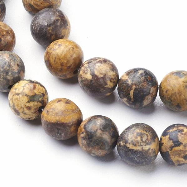 Natural Gemstone Leopard Skin Jasper Round Beads Strands