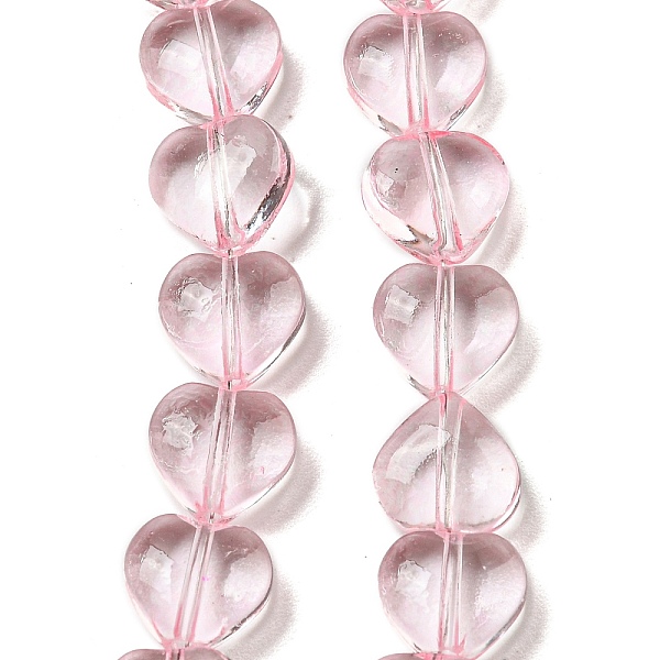 

PandaHall Baking Paint Transparent Glass Beads Strands, Heart, Pearl Pink, 8x8x4.5mm, Hole: 0.8mm, about 99~100pcs/strand, 29.13~29.53 inch...