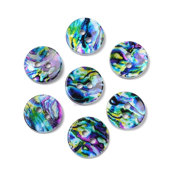 

PandaHall 2-Hole Freshwater Shell Buttons, Flat Round, Colorful, 14x2mm, Hole: 2mm Shell Flat Round