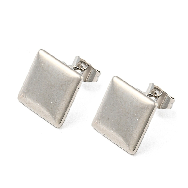 

PandaHall Brass Stud Earrings, Plain Square, Platinum, 12x11.5mm Brass Square