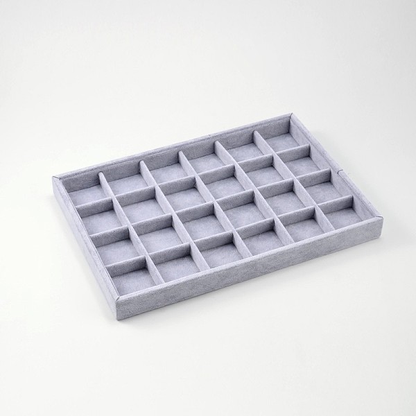 

PandaHall Rectangle Wood Presentation Boxes, with Velours, 24 Compartments, Light Steel Blue, 24x35.5x3cm Velvet