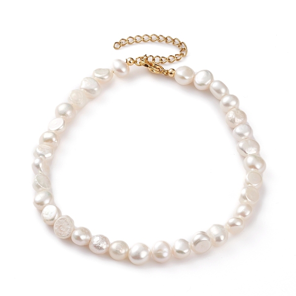 

PandaHall Natural Cultured Freshwater Pearl Beaded Anklets, Two Sides Polished, with Golden Plated 304 Stainless Steel Lobster Claw Clasps...