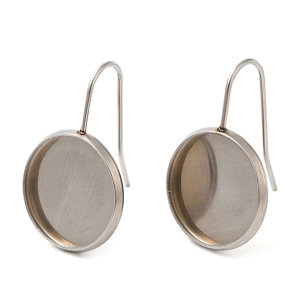 

PandaHall 304 Stainless Steel Earring Hooks, Earring Settings, Flat Round, Stainless Steel Color, 21 Gauge, 24.5x15.5mm, Pin: 0.7mm, Tray...