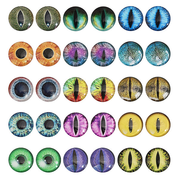 

PandaHall CHGCRAFT 30Pcs 15Style Dragon Eyes Glass Cabochon Luminous Cat Eyes Glass Cabochons Glow in The Dark Animal Eyes Flatbacks for Art..., Multicolor
