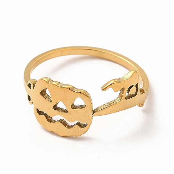 

PandaHall 304 Stainless Steel Hollow Out Pumpkins and Witch Finger Ring for Halloween, Golden, Inner Diameter: 17.8mm 304 Stainless Steel