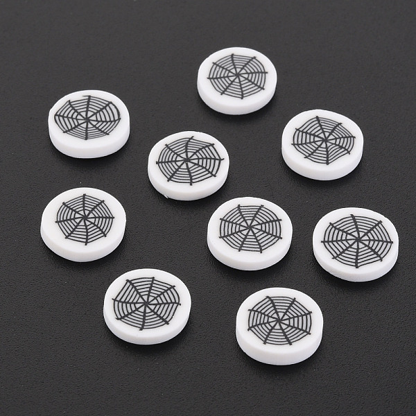 

PandaHall Handmade Polymer Clay Cabochons, Flat Round with Spider Web, White, 9.5~10x1.5~2mm, about 5500pcs/1000g Polymer Clay Flat Round...
