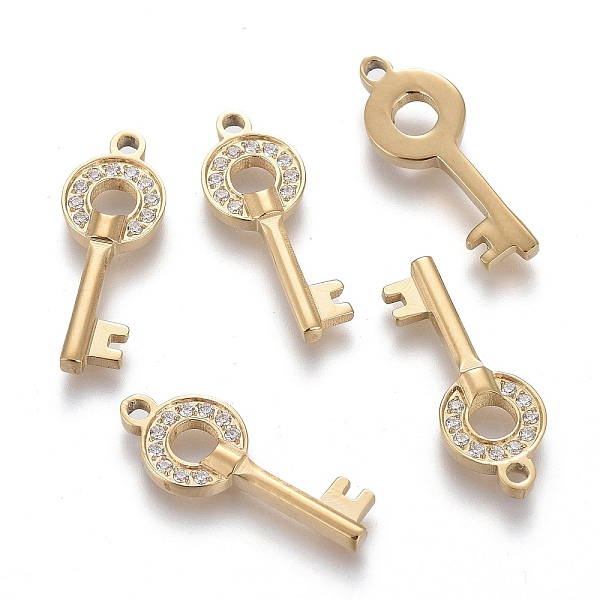 

PandaHall 316 Surgical Stainless Steel Micro Pave Clear Cubic Zirconia Pendants, Key, Golden, 20x7.5x2.3mm, Hole: 1.5mm Stainless...