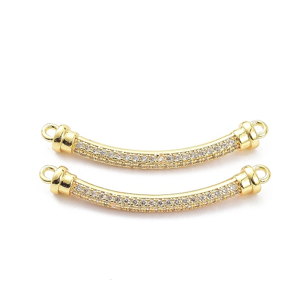 

PandaHall Brass Micro Pave Clear Cubic Zirconia Normal Link Connectors, Long-Lasting Plated, Rectangle, Real 18K Gold Plated, 38x5mm, Hole...