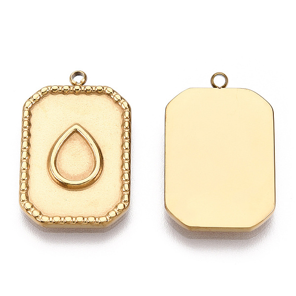 

PandaHall 304 Stainless Steel Pendant Cabochon Settings, Rectangle, Nickel Free, Real 14K Gold Plated, Tray: 5x7mm, 22.5x14.5x2.5mm, Hole...