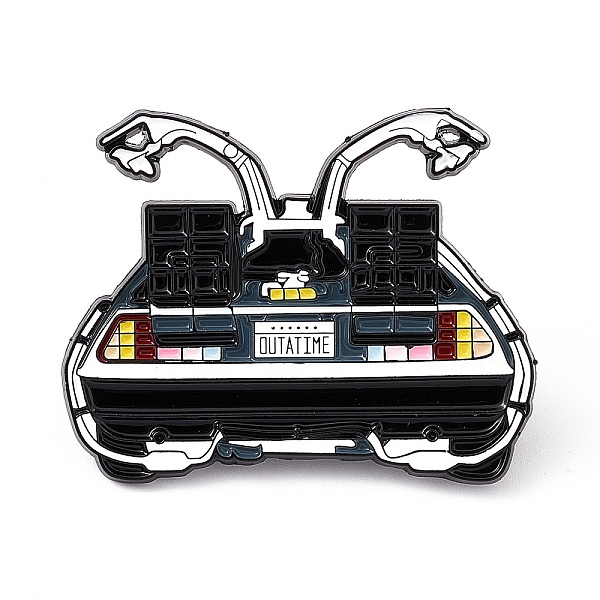 

PandaHall Time Machine Outatime Enamel Pin, Electrophoresis Black Alloy Brooch for Backpack Clothes, Colorful, 32x41x2mm, Pin: 1.2mm...