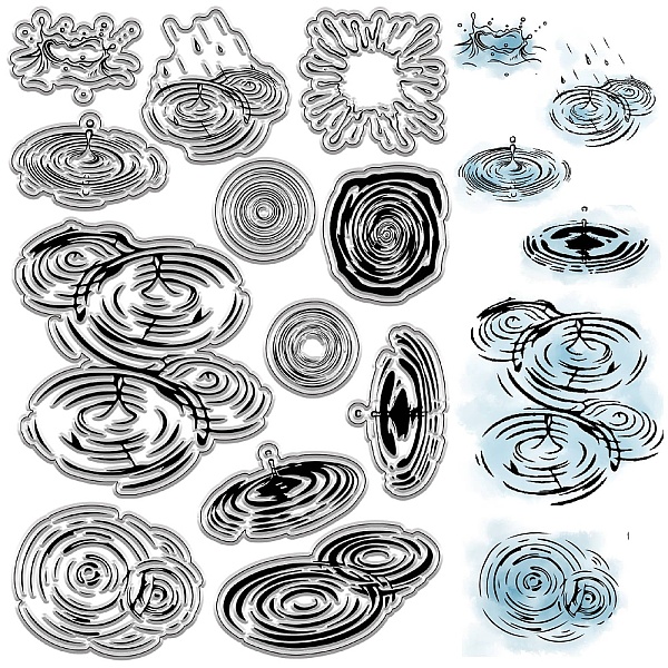 

PandaHall CRASPIRE Ripple Clear Stamps Droplets Raindrops Puddles Reusable Postmark Transparent Silicone Stamp Seals for Journaling Card...