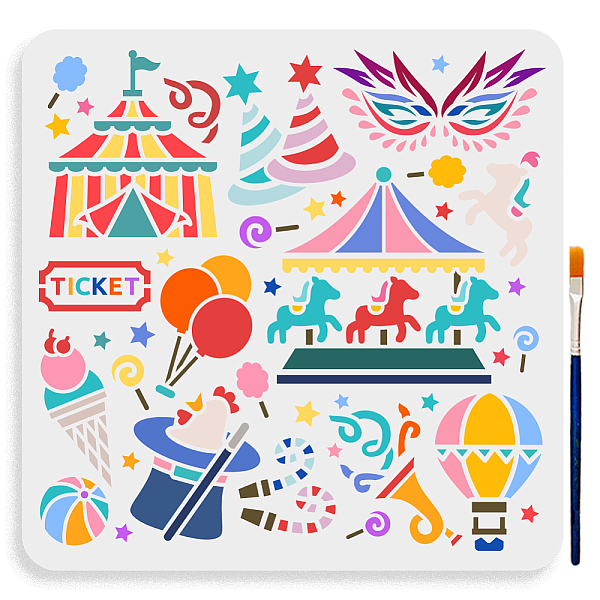 

PandaHall MAYJOYDIY US 1Pc PET Hollow Out Drawing Painting Stencils, with 1Pc Art Paint Brushes, for DIY Scrapbook, Photo Album, Balloon...