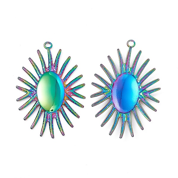 

PandaHall Ion Plating(IP) 304 Stainless Steel Pendants, Sun Charm, Rainbow Color, 34x22.5x2mm, Hole: 1.4mm 304 Stainless Steel Sun