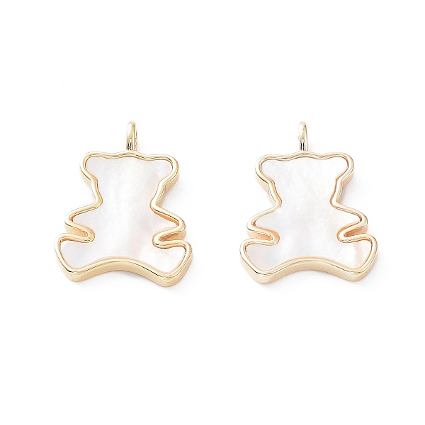 

PandaHall Rack Plating Brass Pendants, Bear Charms with Shell, Long-Lasting Plated, Real 18K Gold Plated, 17.5x13x2mm, Hole: 1.8mm Shell...